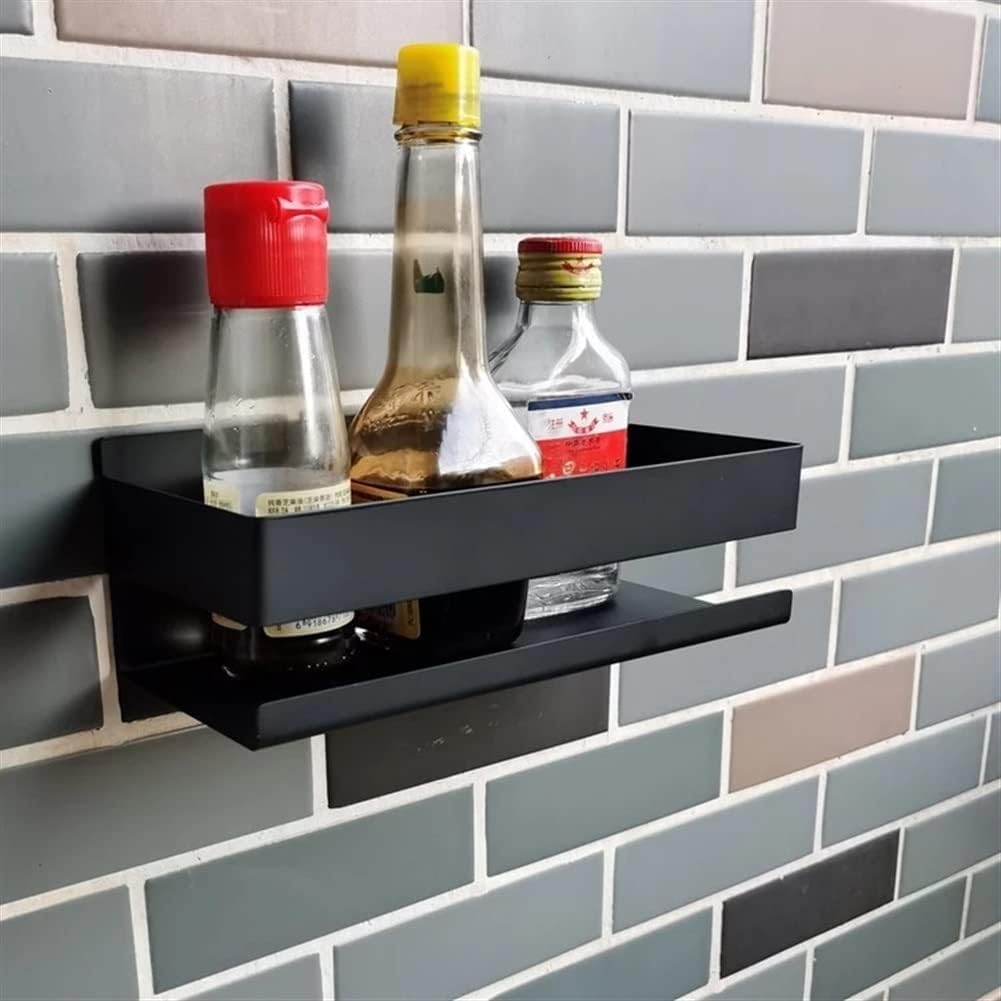 Shower Caddy Black Metal Bathroom Shelf, Stainless Steel Shower Shelf, No Drilling Required Organizer, Wall Mount Shampoo Rack Bathroom Organizer (Color : Black)