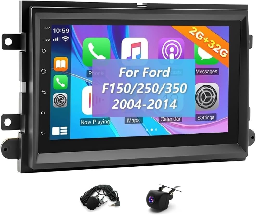 4+64G Car Radio Stereo for Ford F150/F250/F350 2004-2014 with Wireless CarPlay Android Auto Android 13 7 Inch HD Touchscreen Car Stereo with Bluetooth, GPS, WiFi, Backup Camera