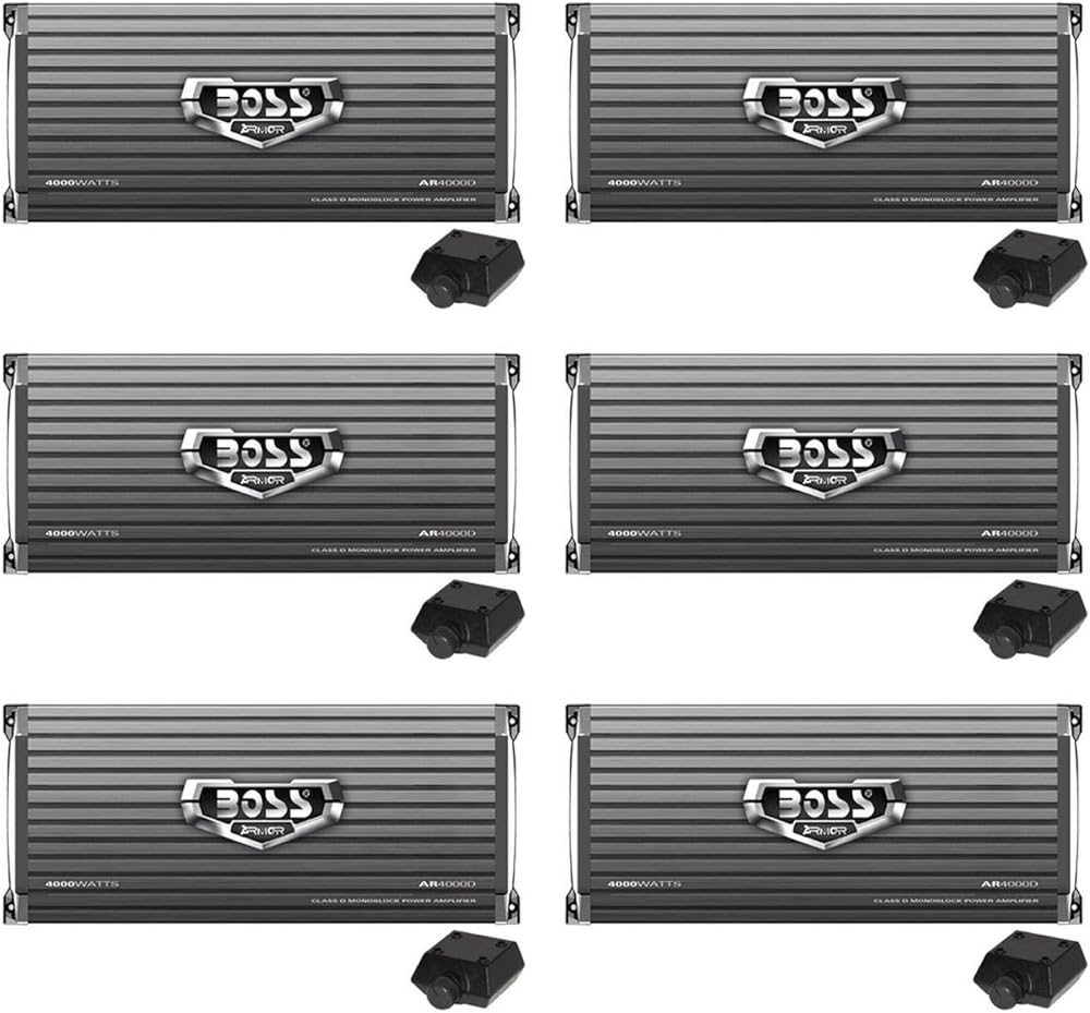 Boss AR4000D Armor 4000W Monoblock Class D Car Amplifier Amp & Remote (6 Pack)