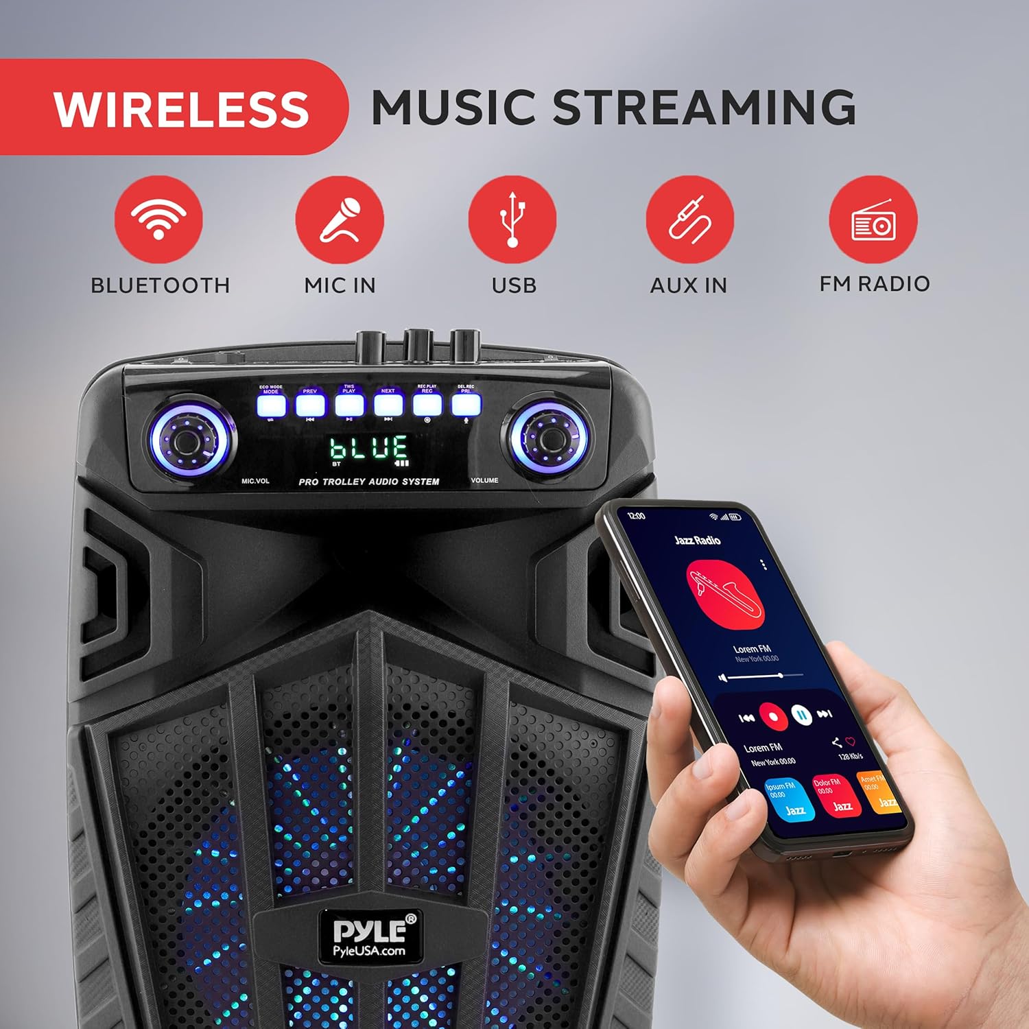 Pyle 680W Portable Bluetooth PA Speaker - 10