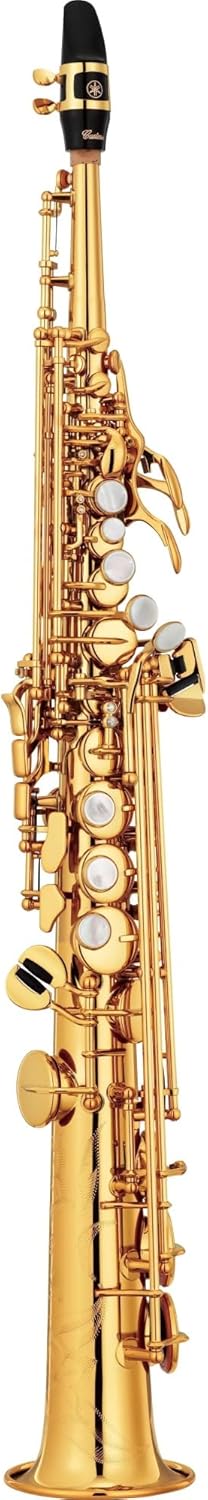 VBDEFRT Made In Japan Brass Straight Treble Bb Flat Sax Saxophone Woodwind Instrument Key Carve Pattern With Carryi (Color : Gold)