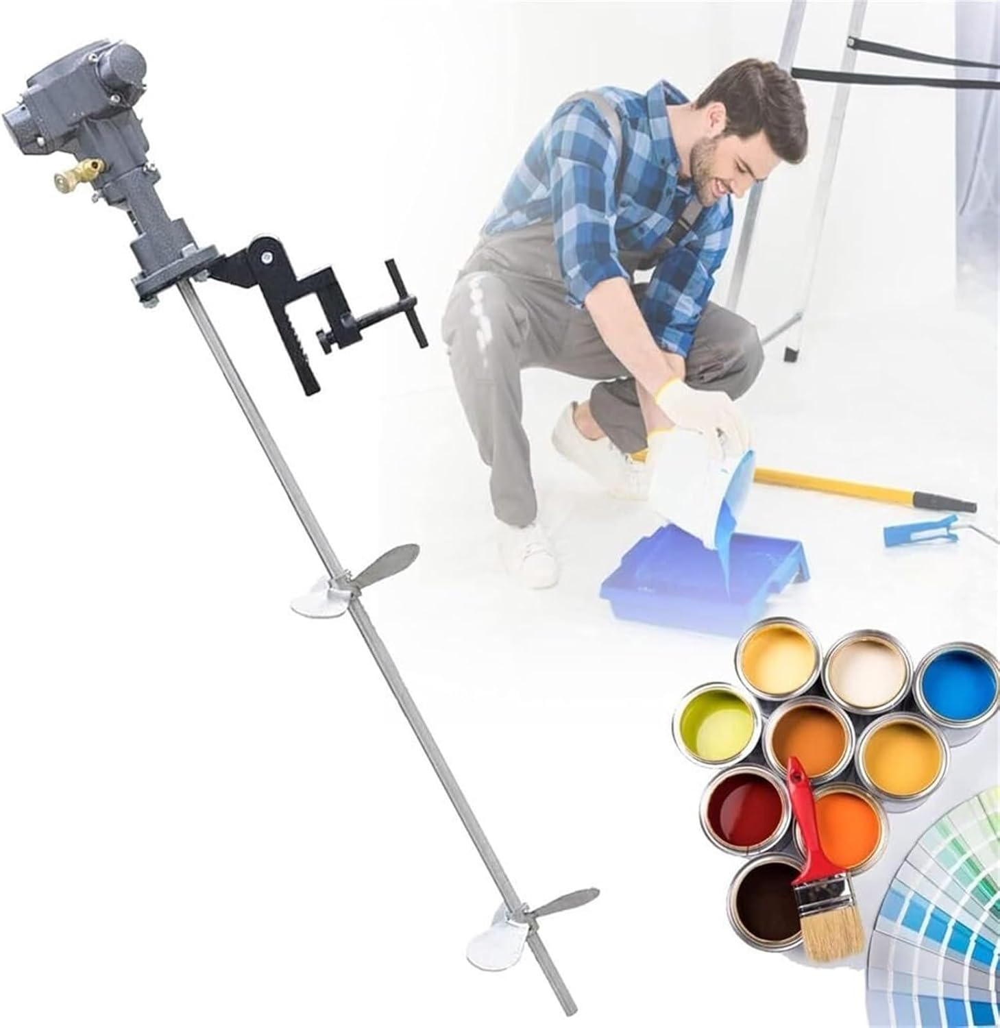 Pneumatic Paint Mixer Machine, 5 Gallon/20L Pneumatic Paint Mixer Machine, Ink Coating Mixing Tool with Bracket and Shaft for Paint