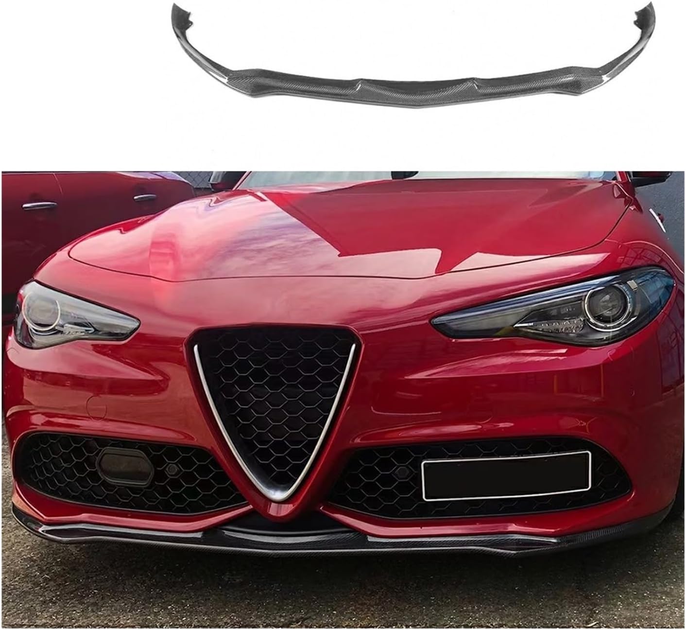 Carbon Fiber Sport Style Front Bumper Lip Chin Winglet Splitter，Compatible for Alfa Romeo Giulia Front Lip Car Accessories