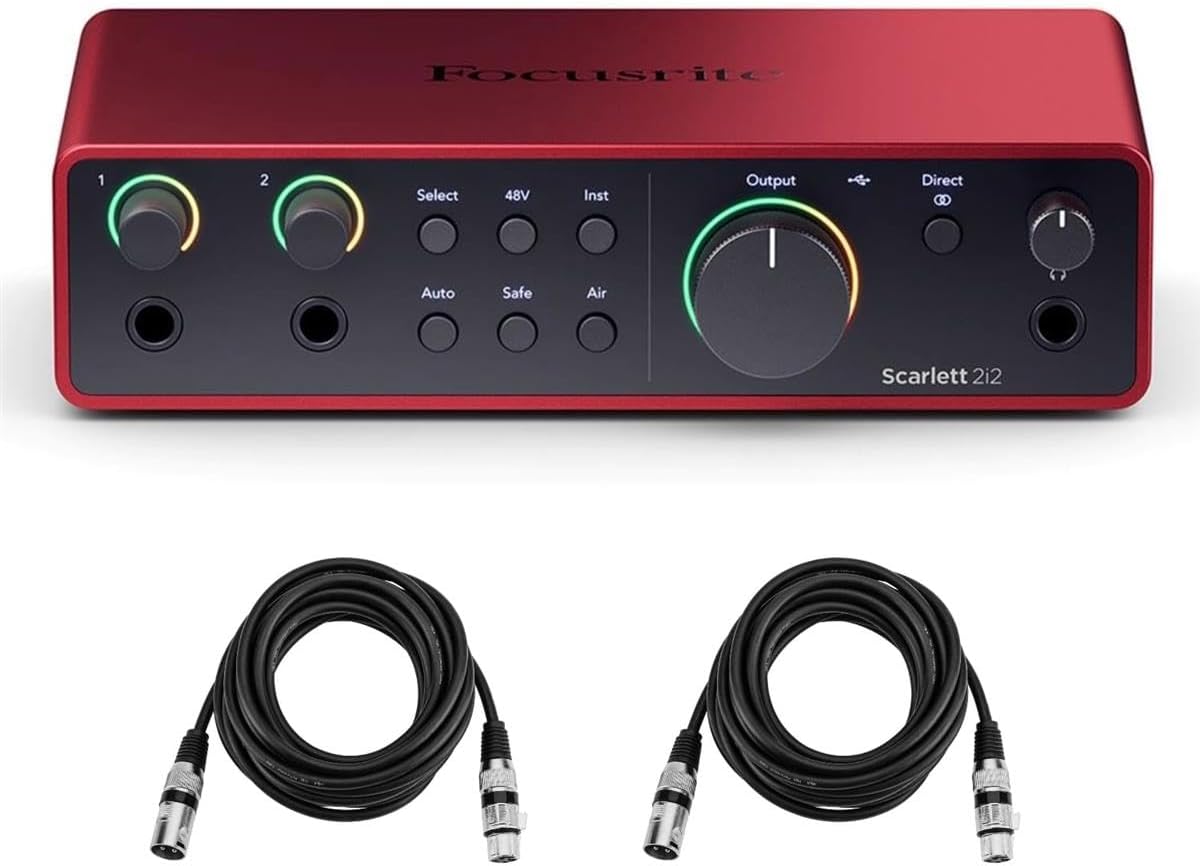 Scarlett 2i2 4th Gen, 2-in, 2-out USB Audio Interface with 2 XLR Cables