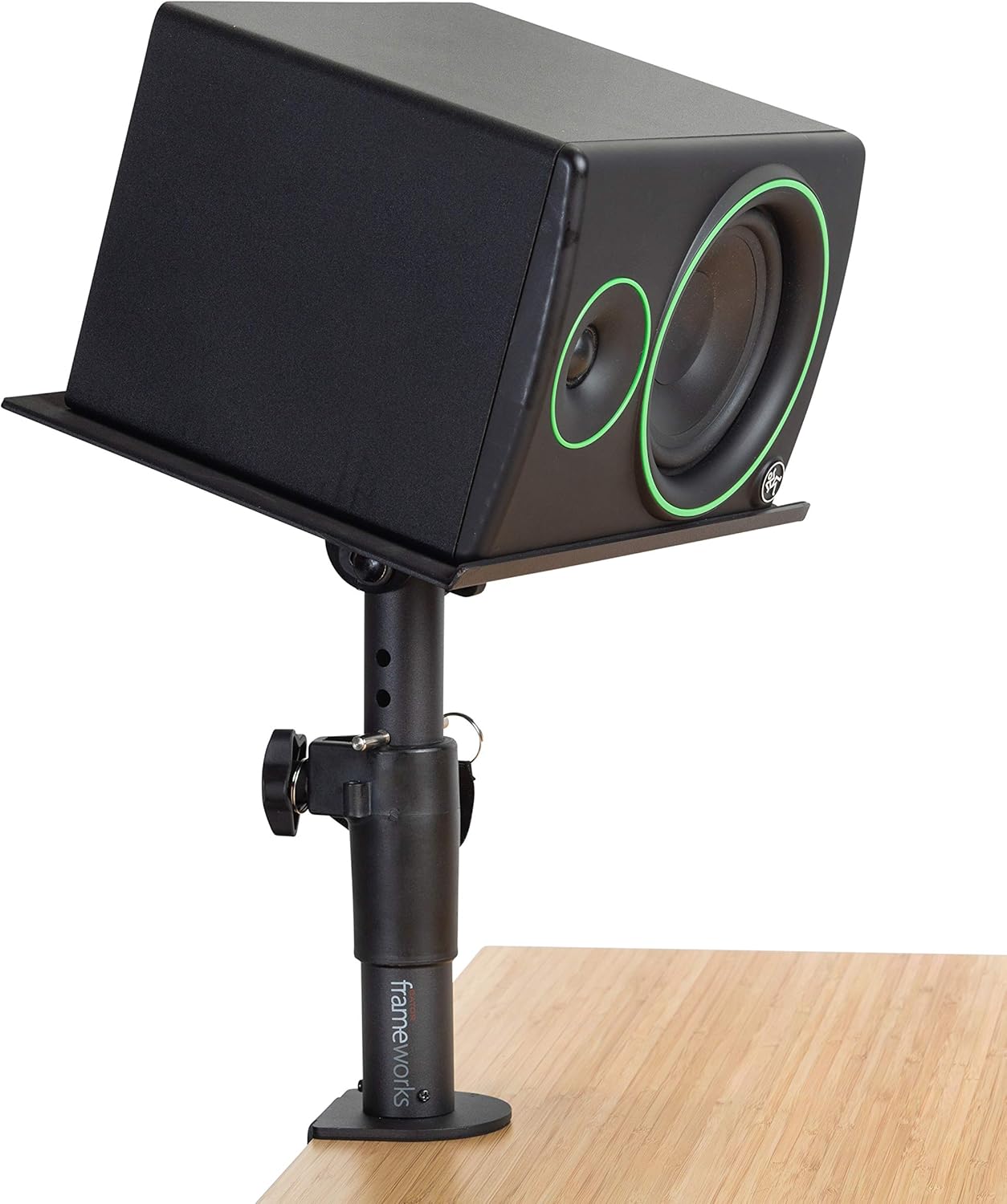 Pioneer DJ DM-50D 5-inch Active Monitor Speaker - Black & Gator Frameworks Desktop Clamp-On Studio Monitor and Speaker Stand - Set of 2 (GFWSPKSTMNDSKCMP)