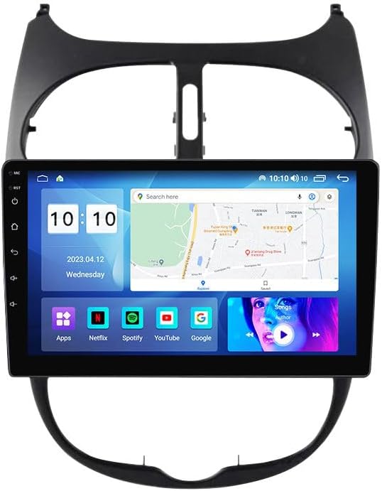 Android Car Stereo for Peugeot 206 2004-2008,9 inch IPS Touchscreen with Upgrade Wireless CarPlay & Android Auto,WiFi/GPS,Support SWC and Subwoofer,8-Core 8G+256G