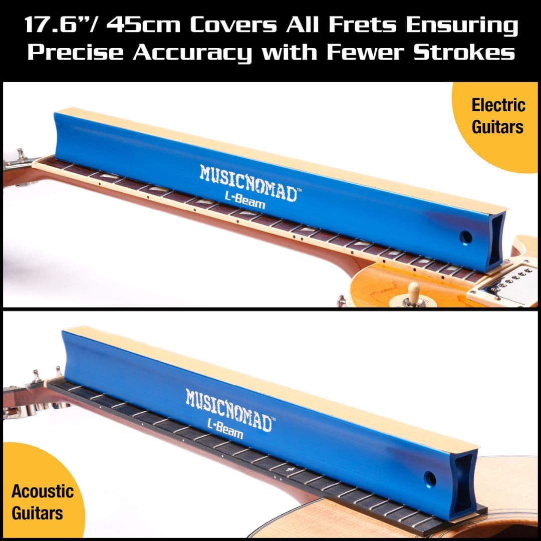 MusicNomad 11 pc. Guitar Fret Leveling Kit, Luthier & Tech Fret Level Beam, Crowning File & Polish Set (MN872)
