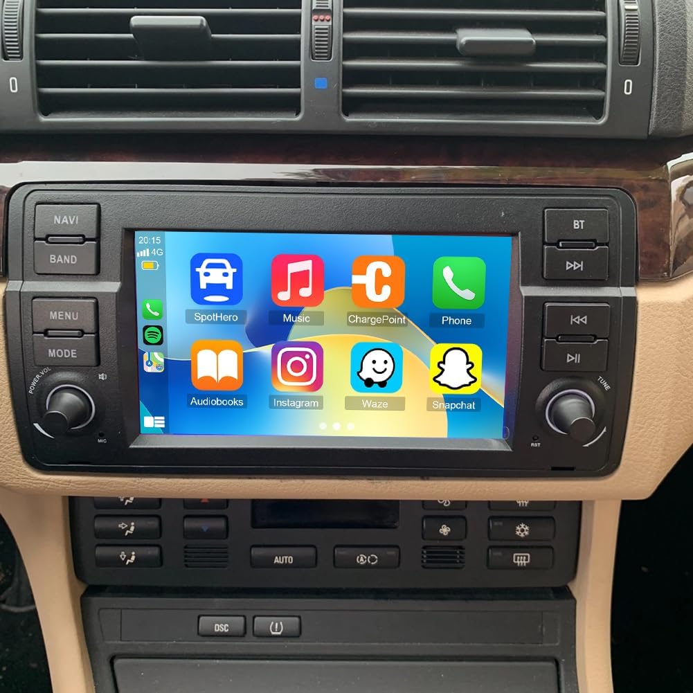 2G+32GB Car Stereo Radio for B-MW E46 1998-2006：Support Wireless CarPlay Android Auto 7 inch IPS Touchscreen Bluetooth GPS 5GWIFI RDS FM Radio SWC Mirror Link Backup Camera