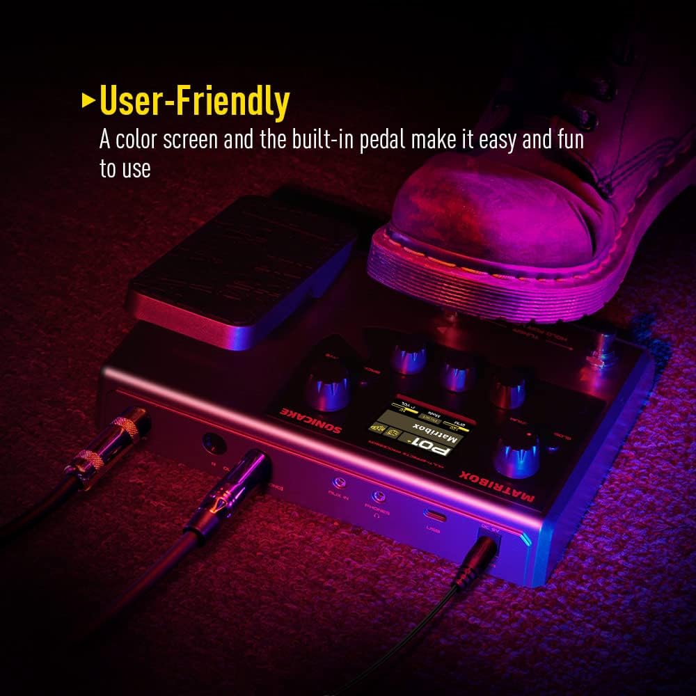 SONICAKE Matribox - Guitar Multi Effects Processor with Expression Pedal, With 130 Built-in Guitar/Bass/Acoustic Effects, Amp Modeling, IR Cabinets Simulation, Stereo OTG USB Audio Interface QME-50