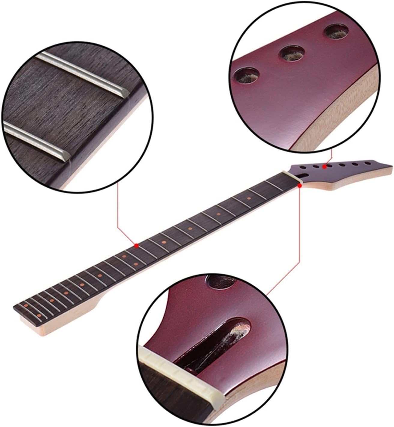 ZUZU 24 Frets Guitar Neck Maple Mahogany Rosewood Fingerboard for Lp Electric Guitar Replacement Unfinished Guitar Neck (Color : Type A-2)