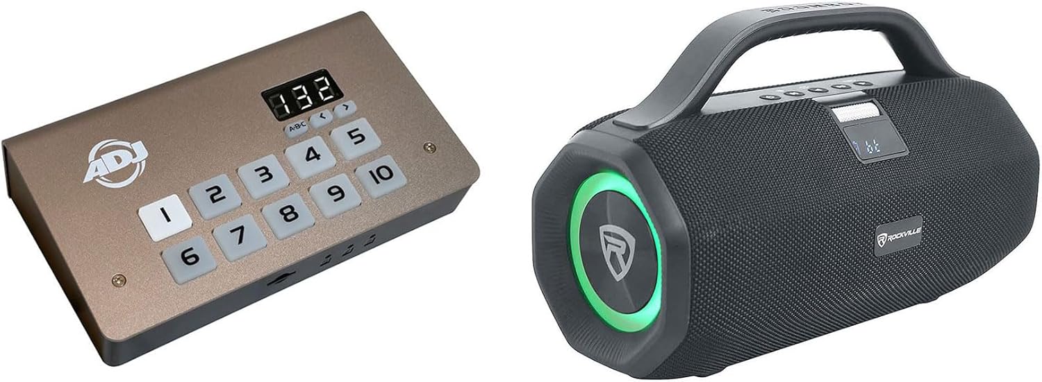 Audiosavings Bundle: (1) American DJ ADJ MYDMX5 DMX Lighting USB C-DMX Interface and Software for iOS/PC Bundle with (1) Rockville SONIC-50L Large Portable Bluetooth Party Speaker (2 Items)