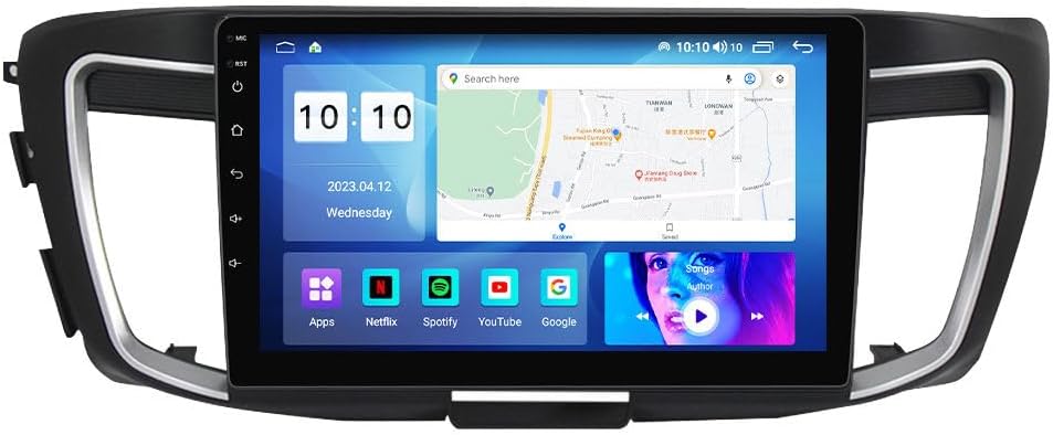Android Car Stereo for Honda Accord 9 2012-2018,10 inch IPS Touchscreen with Upgrade Wireless CarPlay & Android Auto,WiFi/GPS,Support SWC and Subwoofer,8-Core 8G+256G