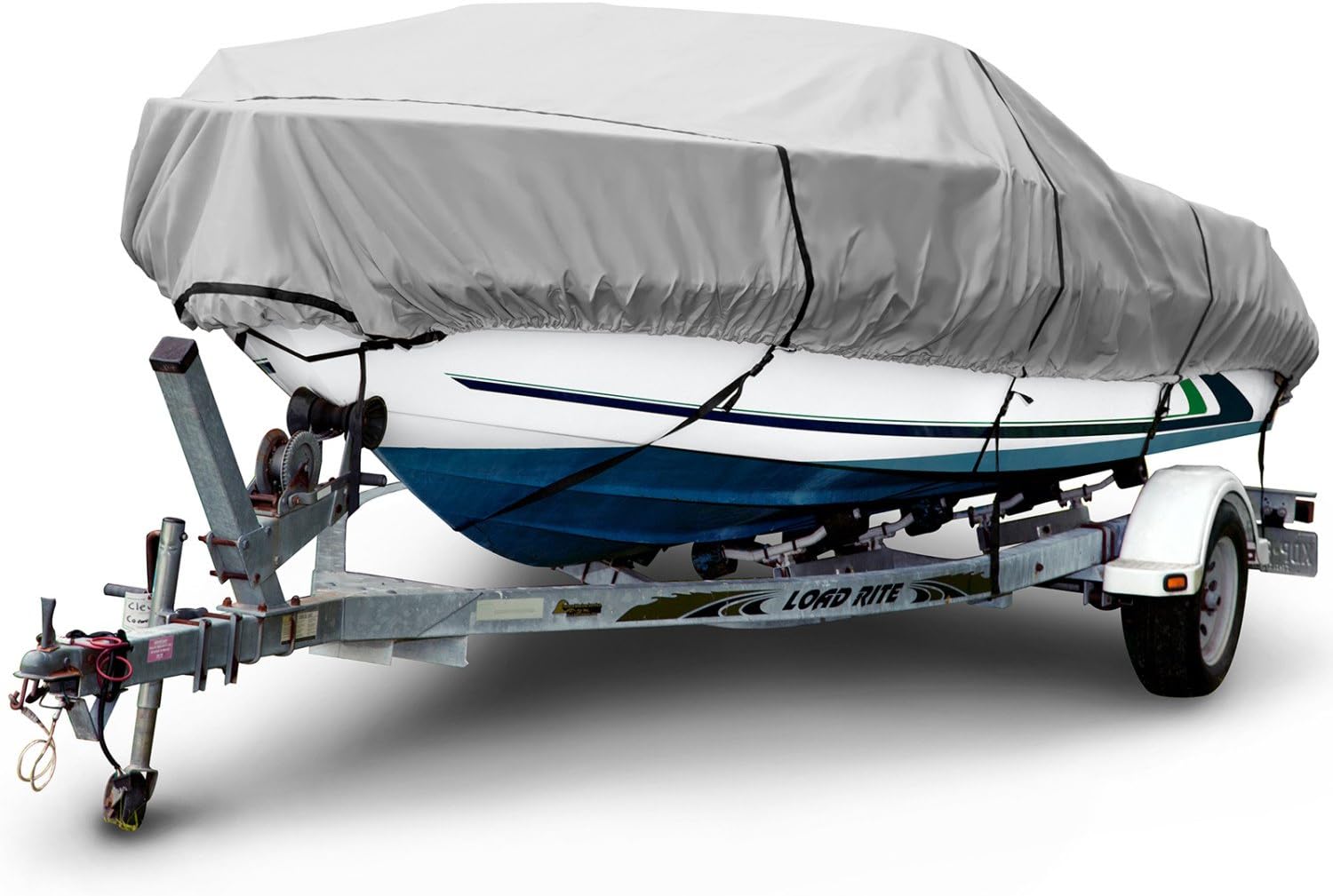 Budge 1200 Denier Boat Cover fits Center Console V-Hull Boats B-1231-X4 (16' to 18' Long, Gray)