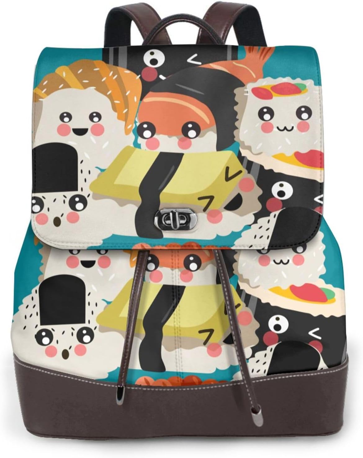 I Love Sushi for Womens Backpack Purse Microfiber PU Anti-theft Large Fashion Designer Travel Bag Ladies Shoulder Bags