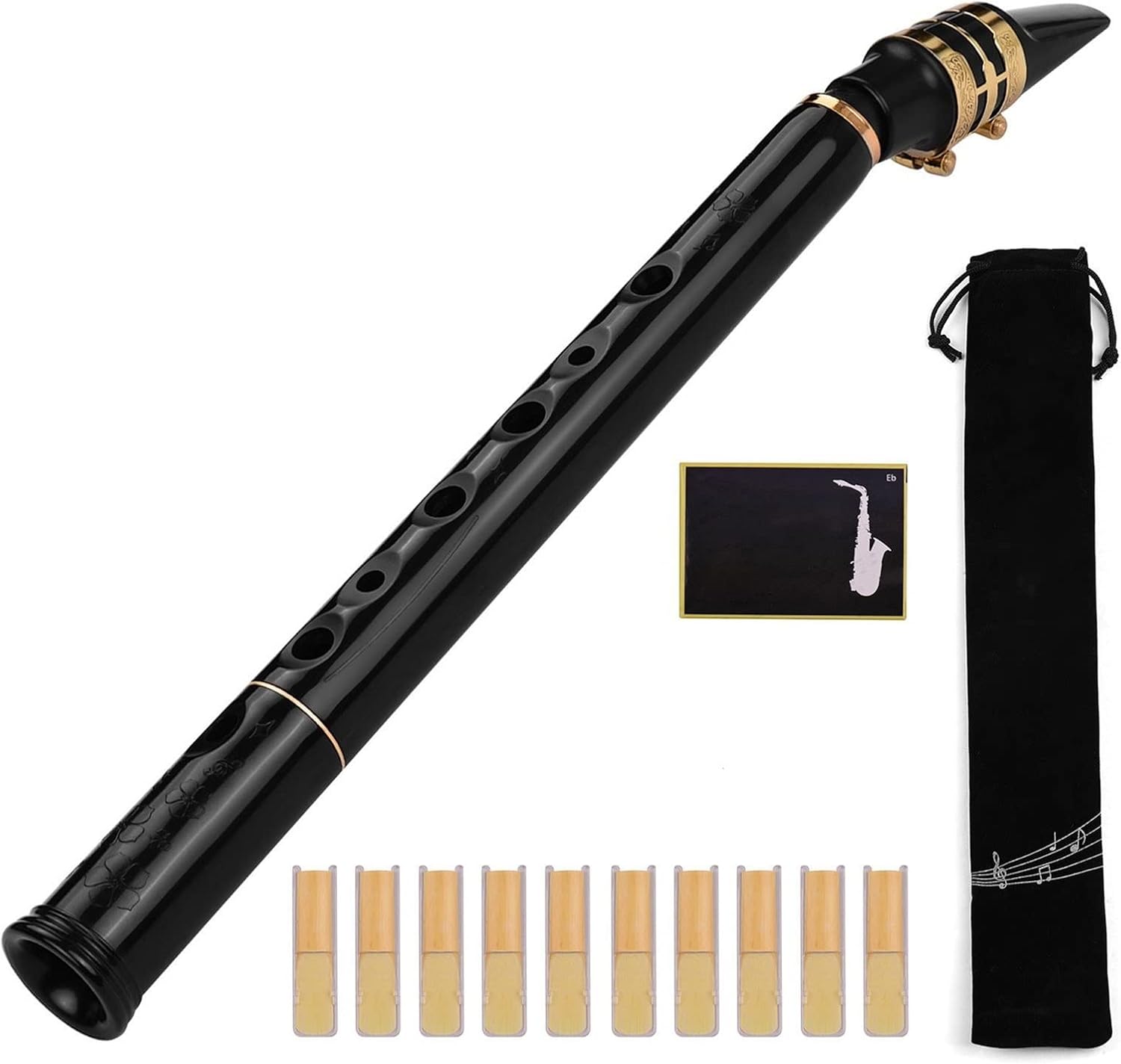 KESHUO C Key Mini Pocket Saxophone Sax ABS Material with Mouthpieces 10pcs Reeds Carrying Bag Woodwind Instrument Brass Sax Beginners Kit