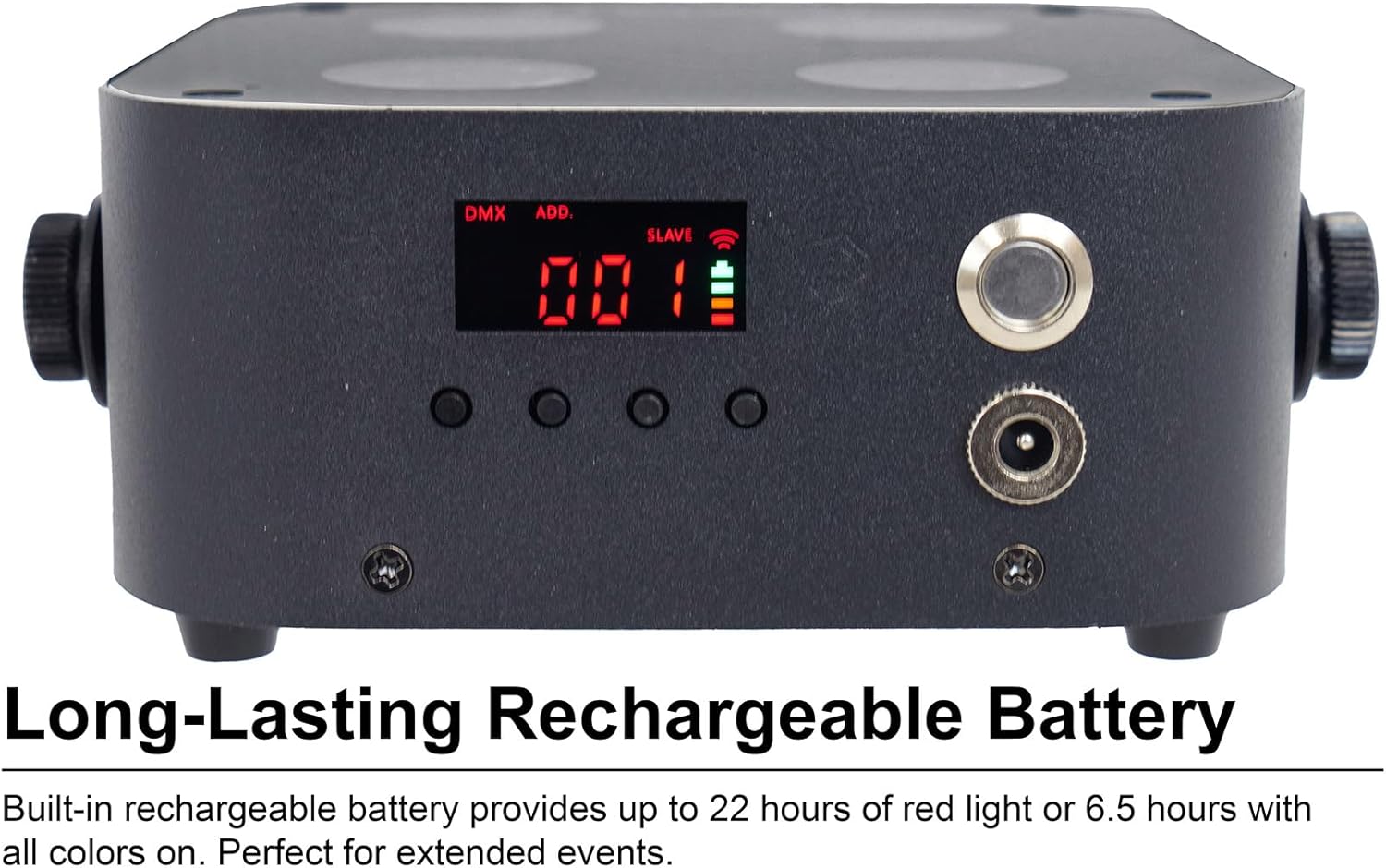 Rockville 4 Pack MINI RF4 V2 Black LED Wash Up Light, RGBWA+UV, Compact, App, Remote, LCD, Wireless DMX, Rechargeable, Perfect for DJ/Party Lighting