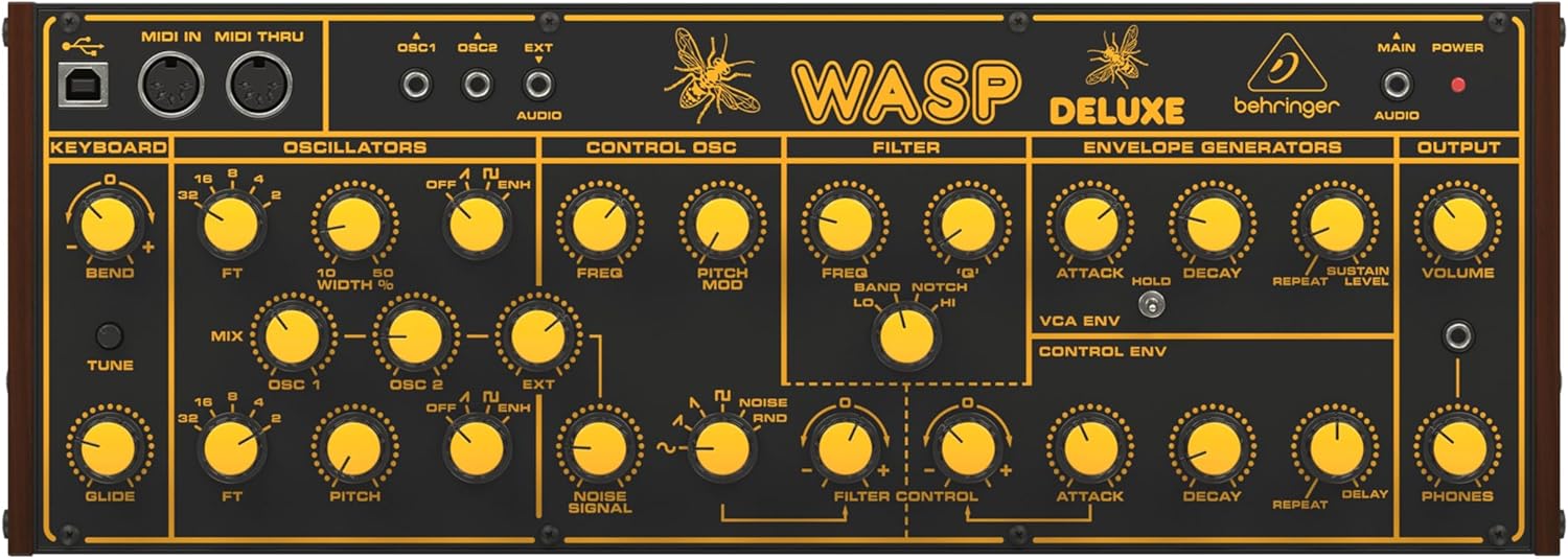 Behringer WASP DELUXE Legendary Analog Synthesizer with Dual OSCs, Multi-Mode VCF, 16-Voice Poly Chain and Eurorack Format