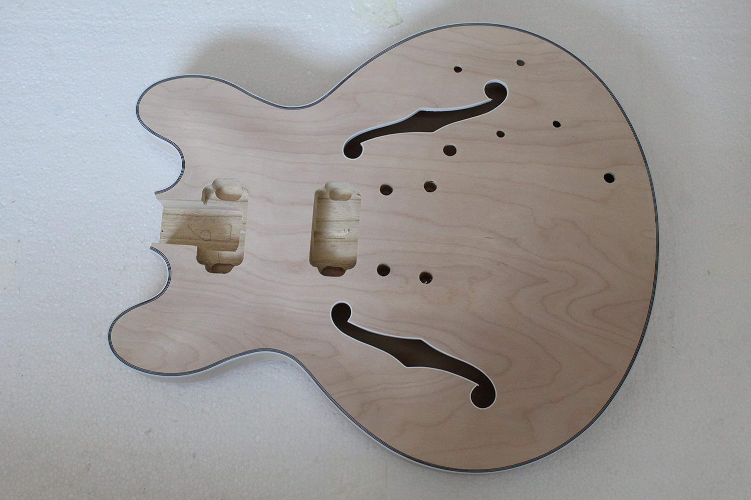 335 Style Project Semi-Hollow Guitar Kits Jazz Body DIY Electric Guitar Kit (Natural A)