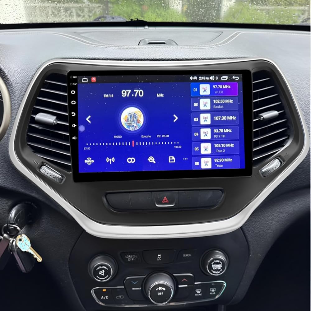 2+32G 10.1in Car Stereo for Jeep Cherokee 2015-2018,for Cherokee Sport 2016 w/GPS Navigation with Carplay w/Android Auto Double Din Touchscreen Car Radio Receiver Backup Camera