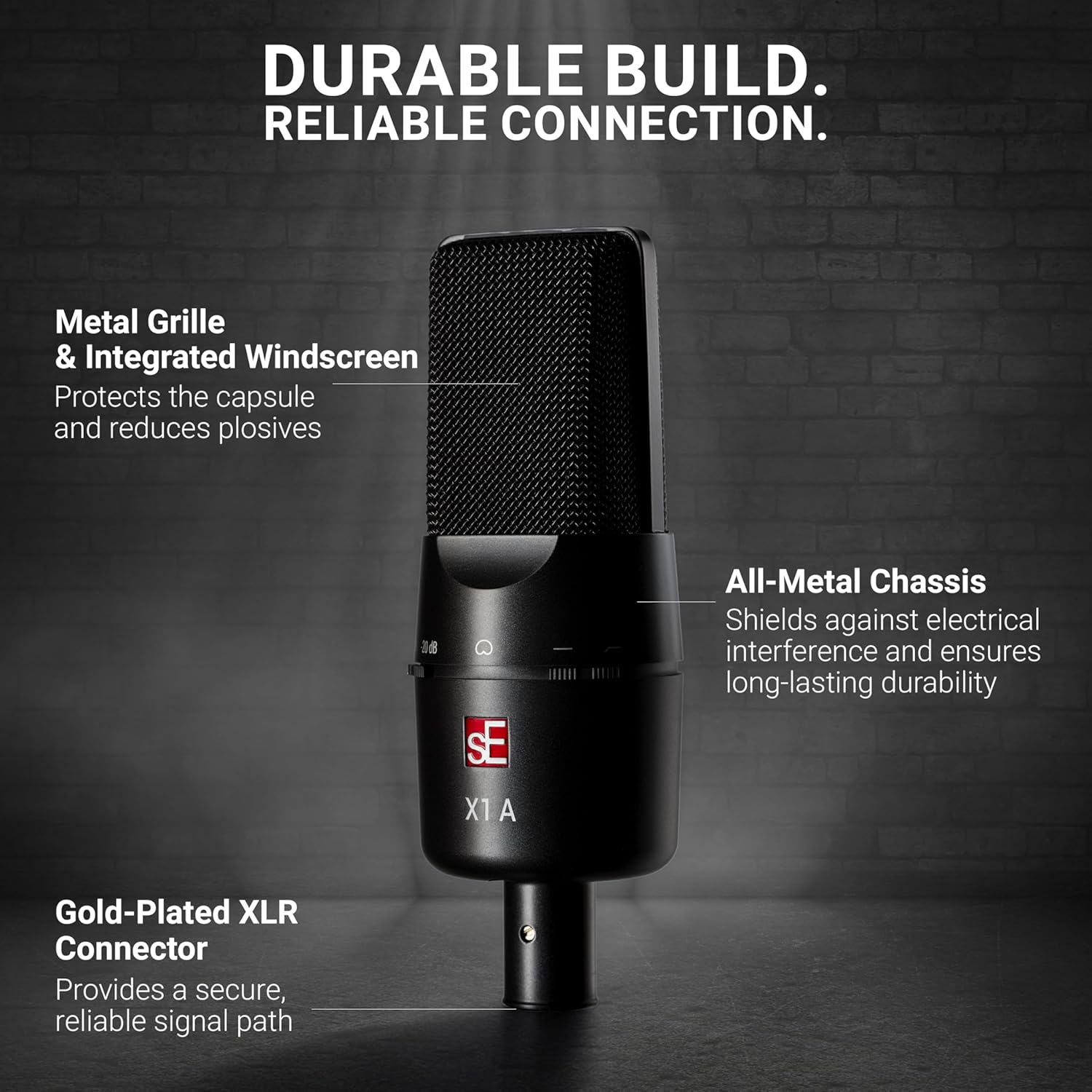 SE ELECTRONICS X1 A Large Diaphragm Condenser Microphone with 100 Hz Filter & -20 dB Pad - XLR Condenser Mic for Singing & Instruments - Professional Studio Microphone for Recording & Podcasting