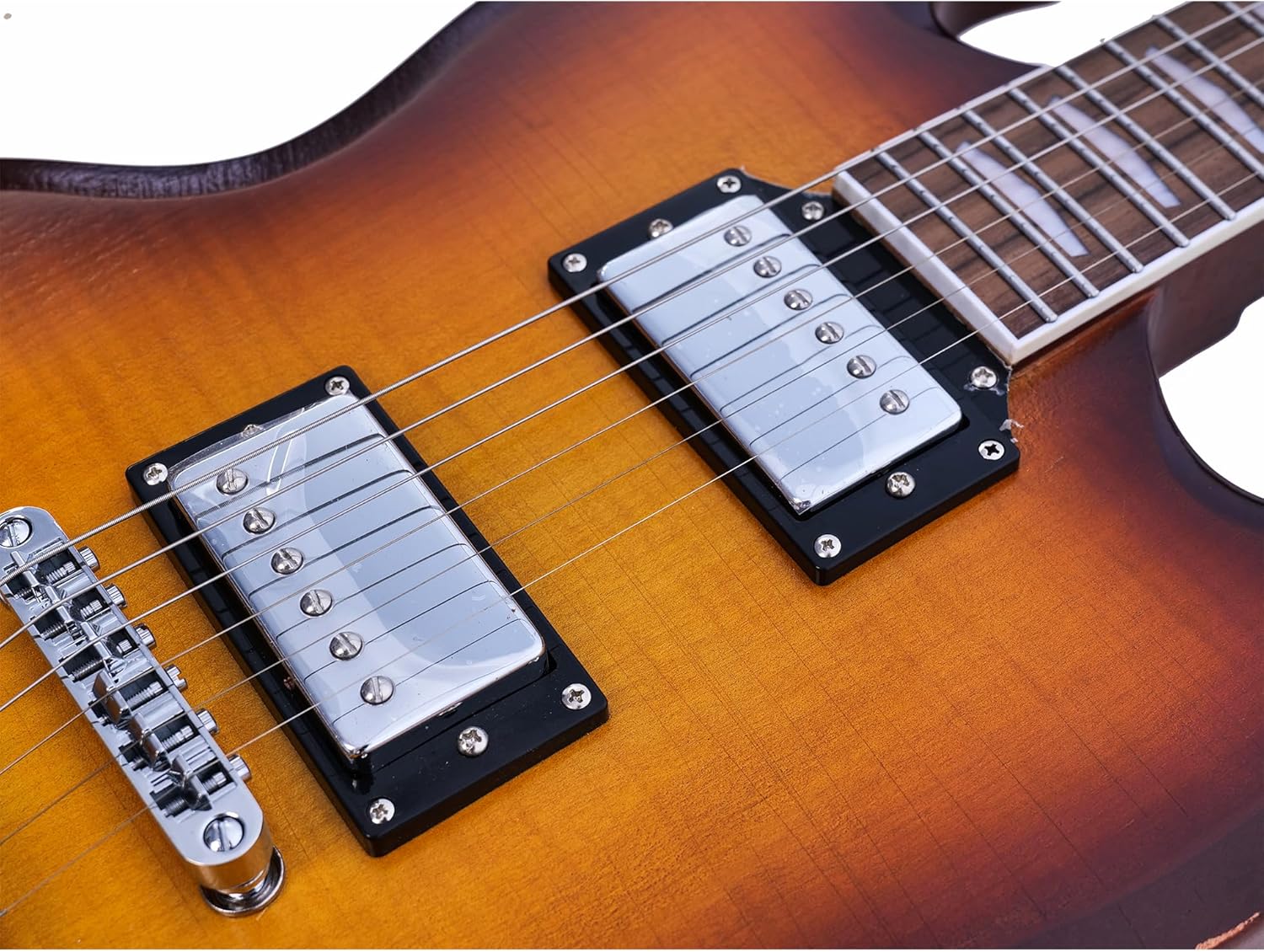 KGD Relic SG Sunburst Guitar,Mahogany Body and Neck,Rosewood Fingerboard,Bone Nut,6-String Relic Heavy Metal Guitar,Professional/Electric Guitars for Adults (Sunburst)