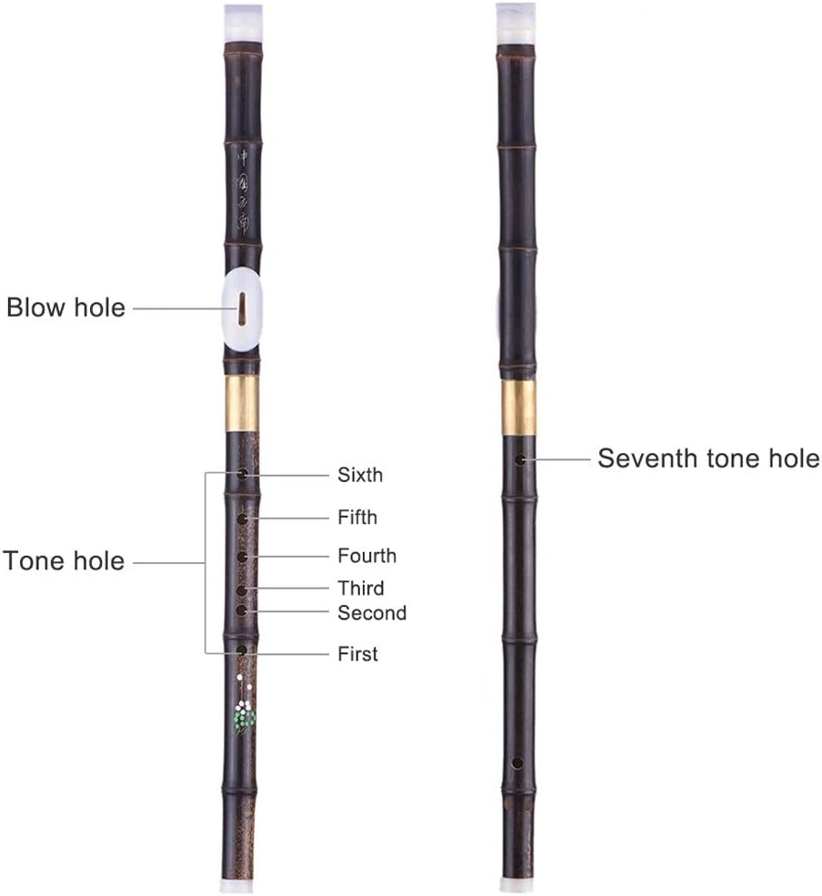 Flute 、Detachable Natural Black Bamboo Flute Wind Instrument G F Key Beginner Music Lovers Flute C Flute Musical Instrument (Size : G Tone)