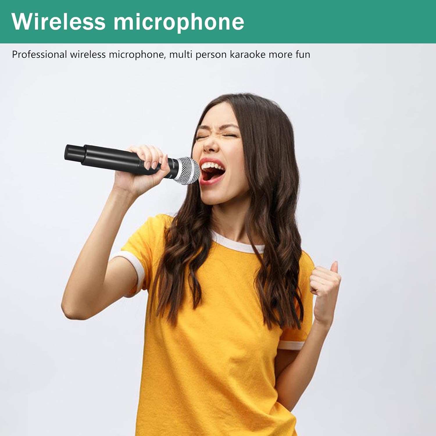 Wireless Microphone System, 4-Channel UHF Professional Mic, Auto Pairing Metal Cordless Mics with 2 Handheld & 2 Bodypack, 400ft Range, Ideal for Singing, Karaoke, Party, Wedding, Concert