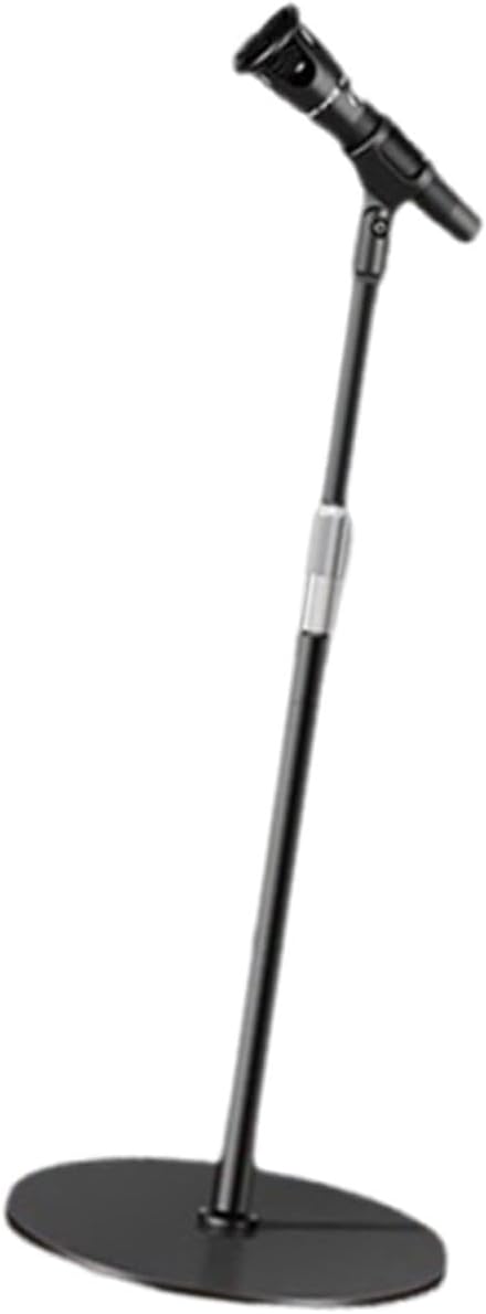 Colaxi Floor Mic Stand with Round Base Height Adjustable Angle Clip Sturdy Shelf Holder Rack for Speech Outdoor, without Holder Tray