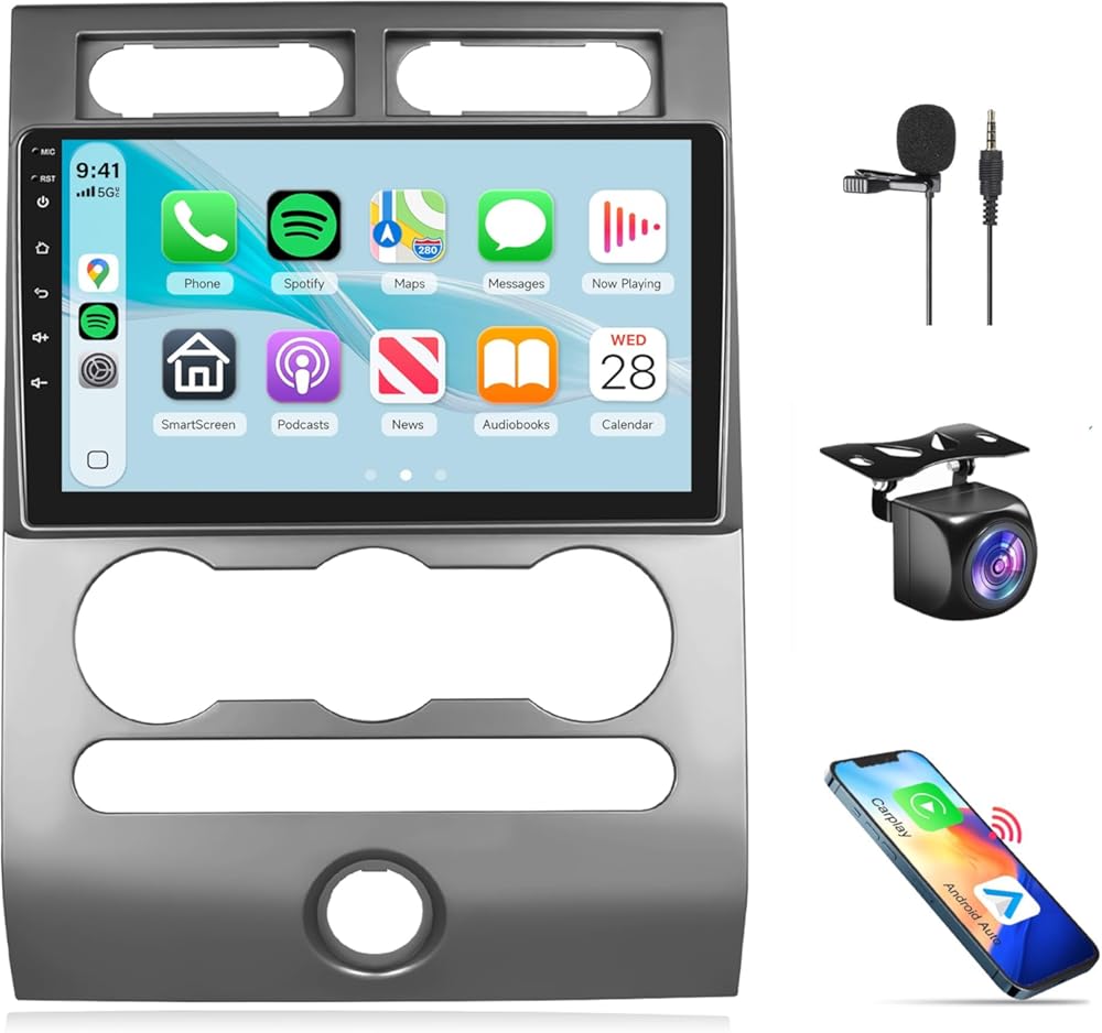 Rimoody 4G+64G Android 15 Car Stereo Radio for Ford Expedition 2007-2014（Manual A/C Wireless Carplay & Android Auto, 9 Inch Touchscreen GPS Navigation WiFi Bluetooth FM EQ Backup Camera