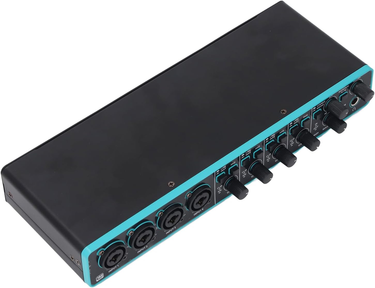 4 in 4 Out External Sound Card Professional Music Computer Recording Sound Interface High Fidelity for Musicians and Podcasters