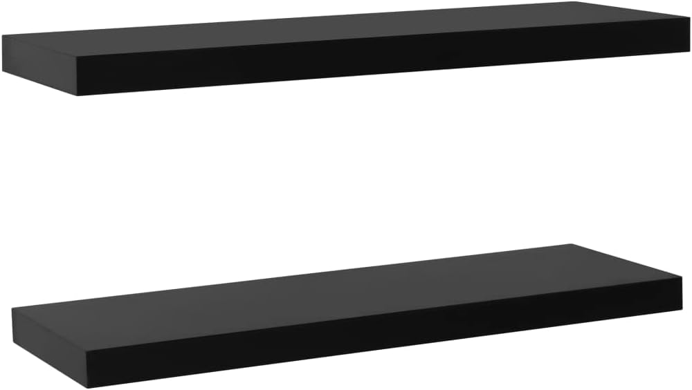 【Multifunctional】 Floating Shelves Wall Mounted, Storage Racks for Bedroom, Living Room, Bathroom, Kitchen, Office Floating Wall Shelves 2 pcs Black 39.4