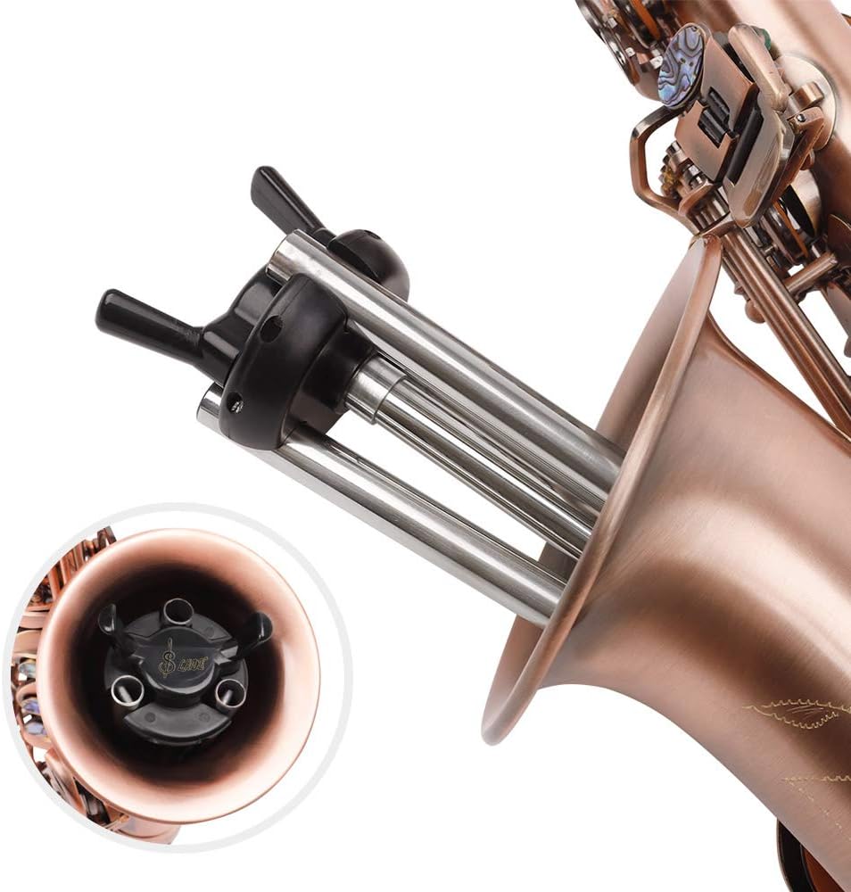 Saxophone, Soprano Sax,Red Antique Soprano Saxophone Bb Key Woodwind Instrument Brass Material with Carrying Case Sax Stand Reed Gloves Cleaning Cloth Brush Sax Strap Mouthpiece Brush