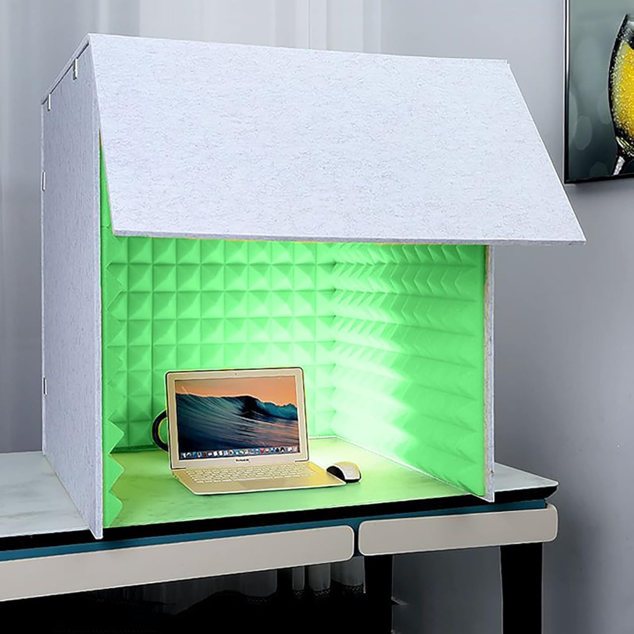 Desktop Soundproof Box, Portable Home Recording Studio, Suitable for Recording Live Broadcast (Green)