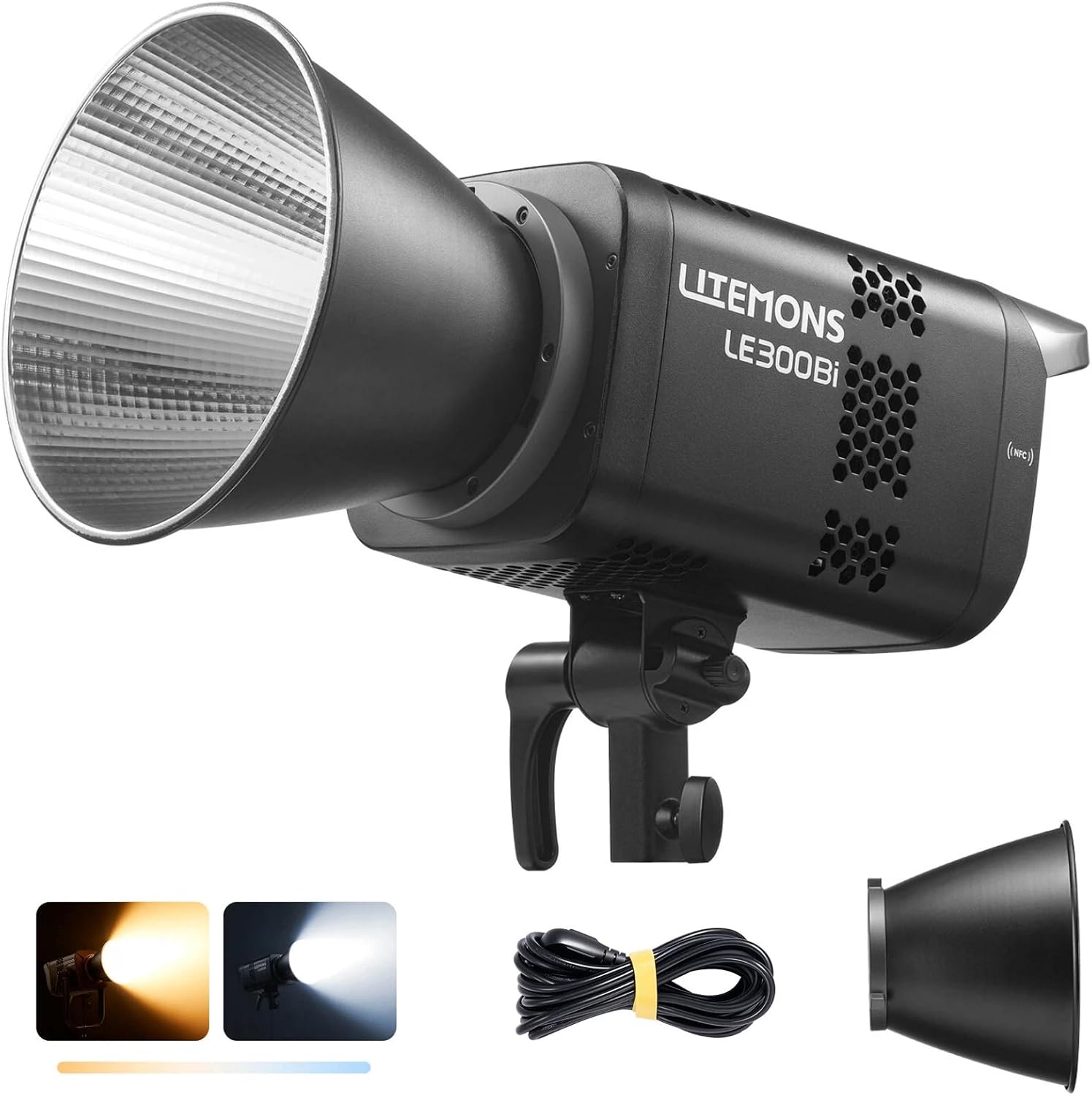 Godox Litemons LE300Bi 300W Bicolor LED Video Light, 58900Lux@1M CRI98+ Studio Bright with APP Control 11 FX Effects, 0-100% Brightness Bowens Mount LED Light(Black)
