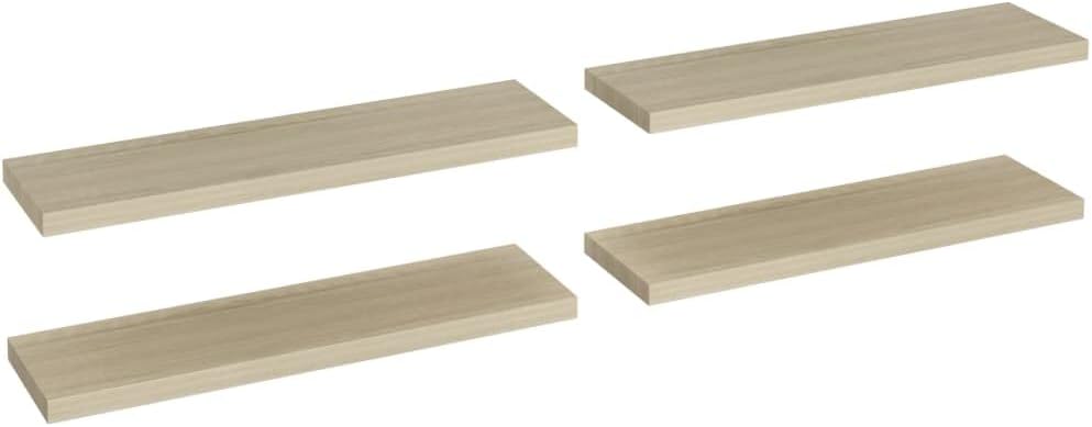 Floating Shelves,Wall Storage Shelves,Wall Mounted Shelf Organizer Unit Display Shelf,Invisible Mounting System,Awards,Book,Collectibles,Ornaments,4 pcs Oak 35.4