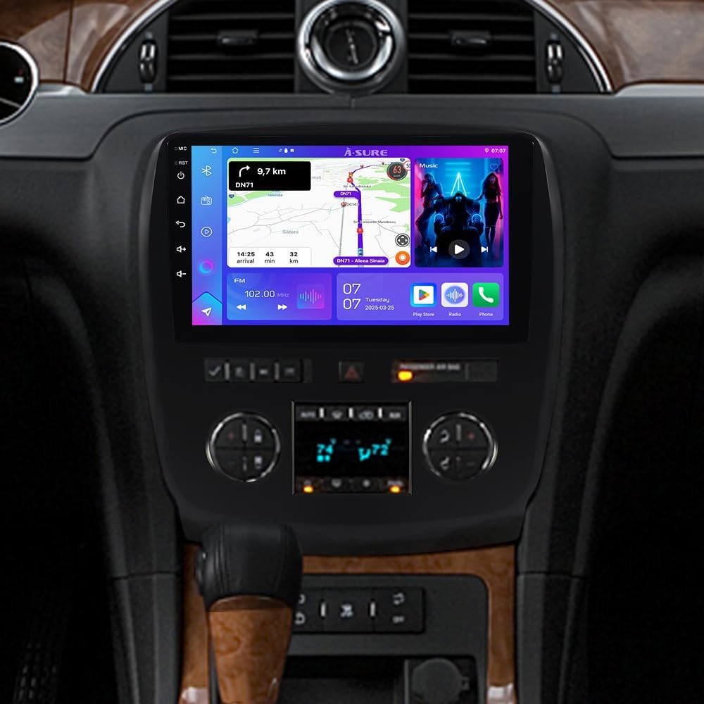 ASURE 4+64G Android 15 Car Stereo for Buick Enclave 2008–2012-9 Inch Touchscreen Head Unit with Wireless CarPlay, Android Auto, Bluetooth 5.4, WiFi 6, AHD Backup Camera, SWC