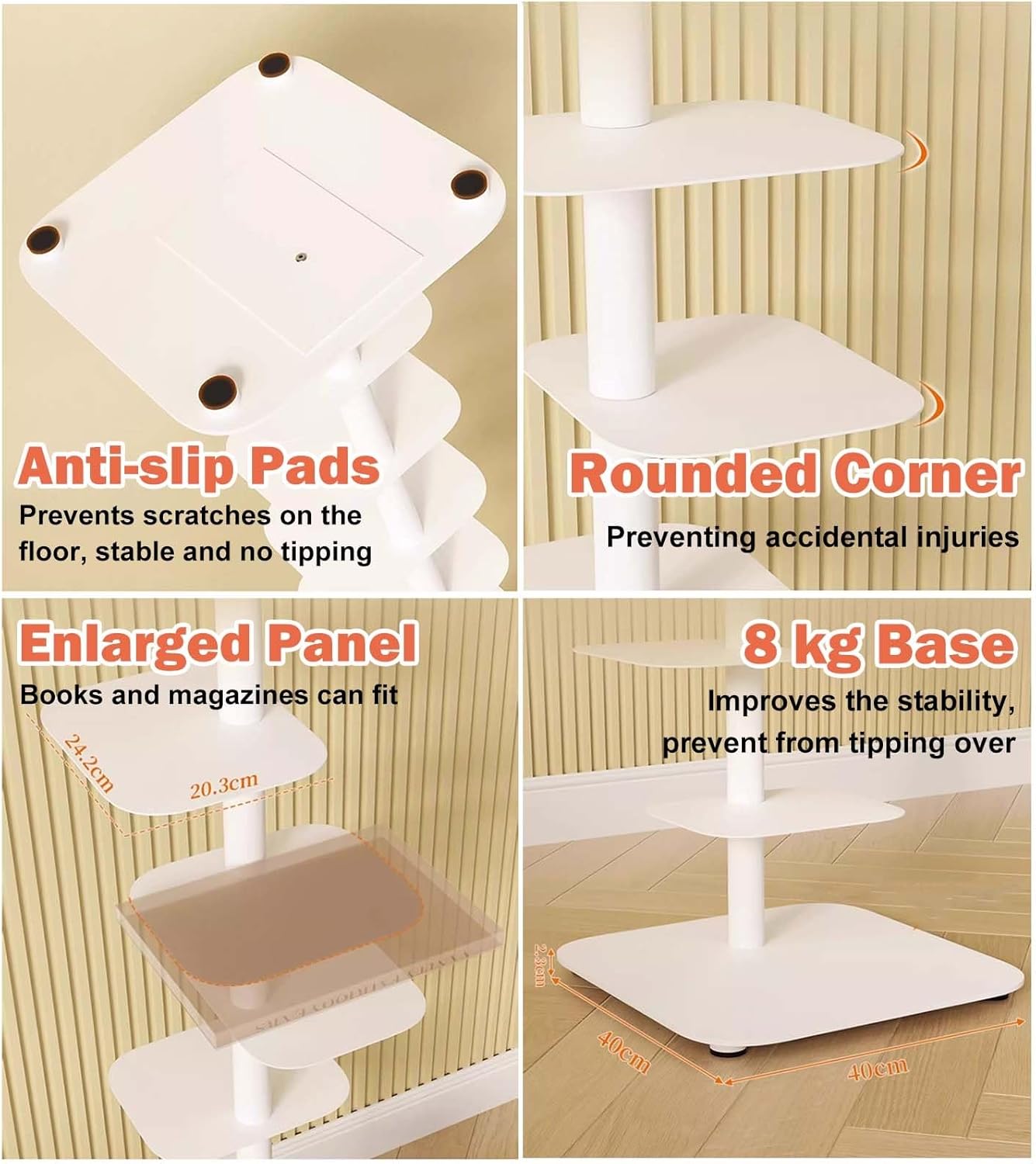 Living Room Vertical Bookshelf Tower, White Adjustable DIY Spine Bookcase, Invisible Book Display Shelves, Narrow Storage Organizer Racks(11-Tier 192cm (75 5/8