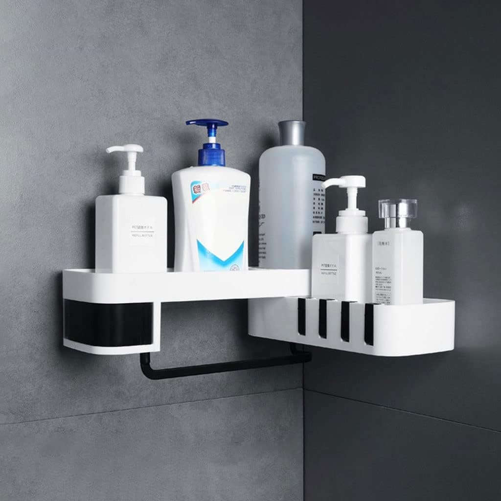Bathroom Shelf Corner Bathroom Organizer Shelf Shampoo Cosmetic Storage Rack Wall Mounted Household Items Floating Shelves/Shower Rack (Color : Black B) (Black B)