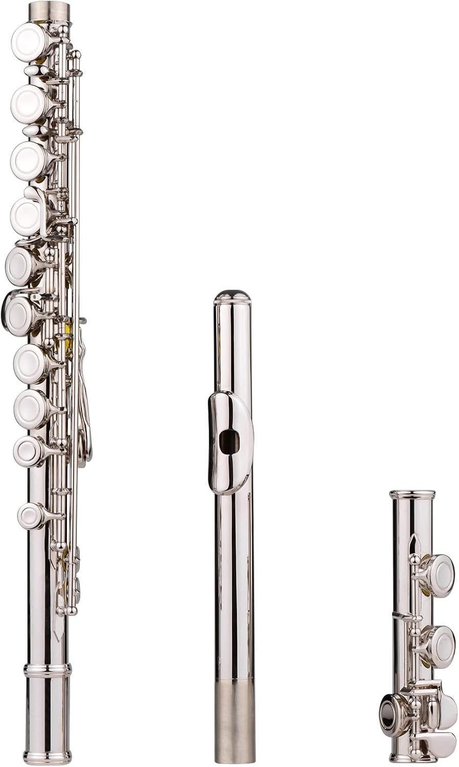 TSTS Flutes Musical Instrument 16 Holes C Key Flute Silver Plated Cupronickel Woodwind Instrument with Gloves Case Accessories