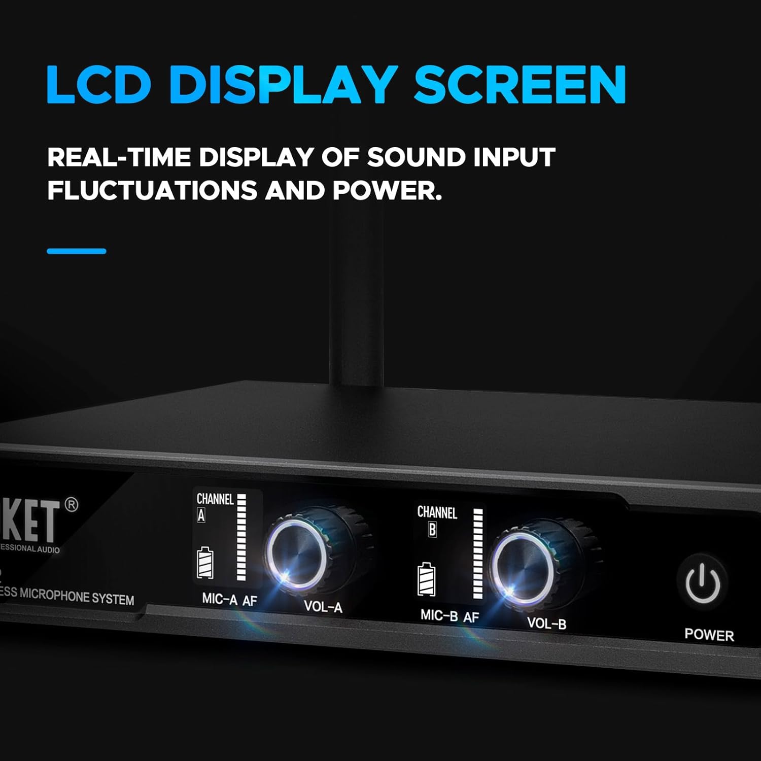 FU-2002 Dual Handheld UHF Wireless Microphone System - 260ft Range, Auto Pairing, LCD Display for Church/Speech/Meeting