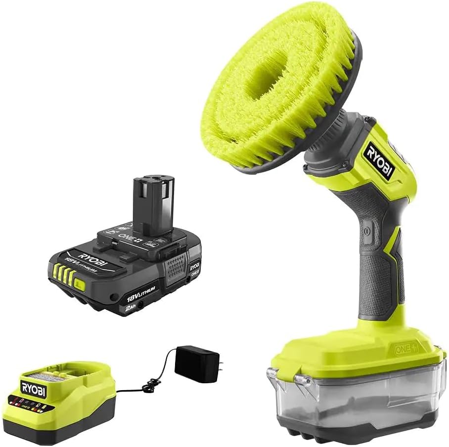 ONE+ 18V Cordless Compact Power Scrubber Kit with 2.0 Ah Battery and Charger