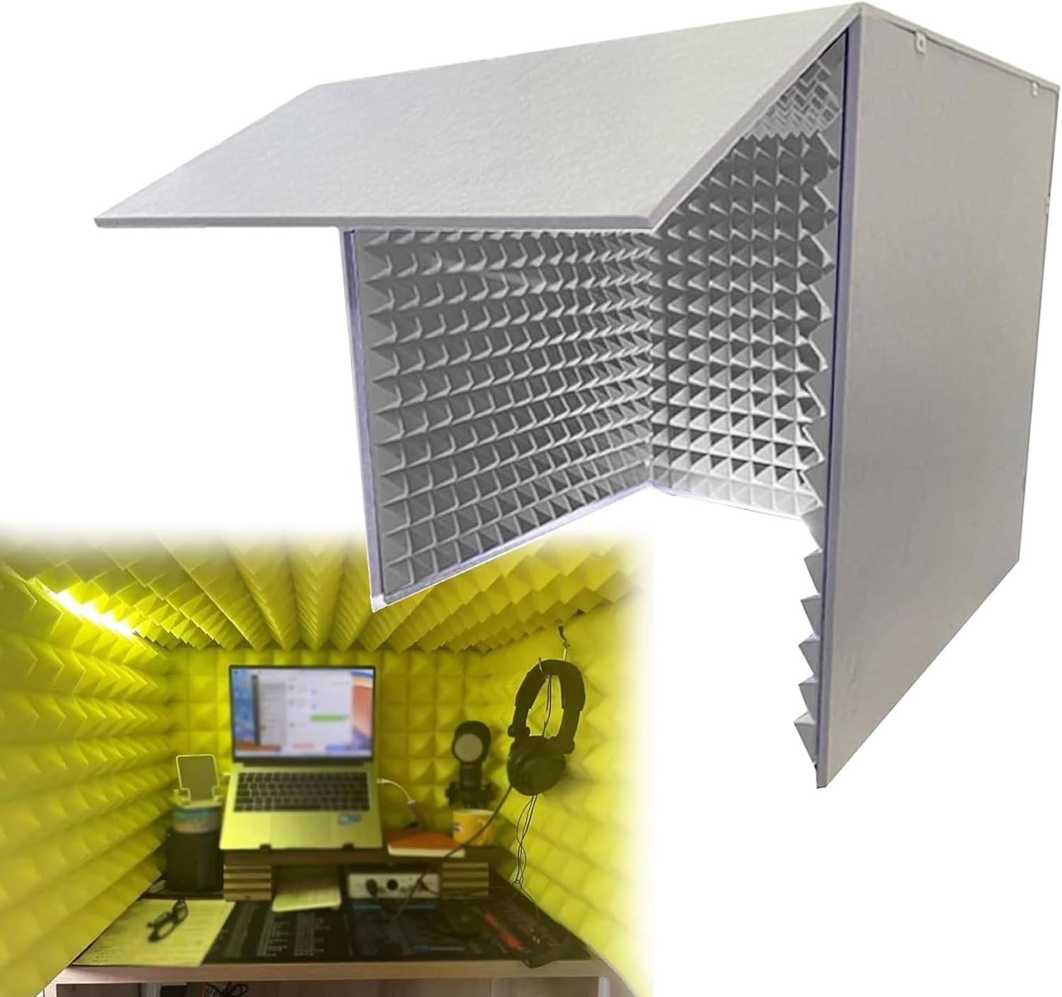 Recording Microphone Isolation Cover, Top Closed Foldable Soundproof Cover, Portable Recording Studio (Grays)