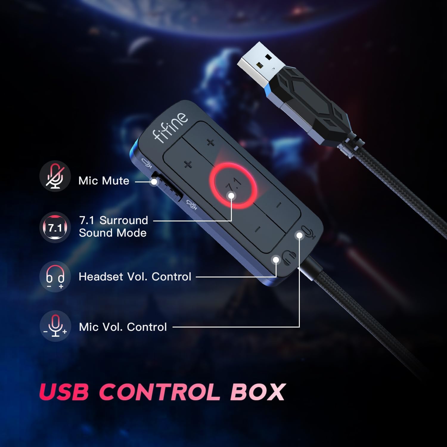 FIFINE Gaming Headset and XLR Dynamic Microphone Bundle, USB Headset Set with 7.1 Surround Sound for PS5/PS4, Podcast Recording Mic with RGB, Mute Button, Headphones Jack for Vocal YouTube (H9+AM8)