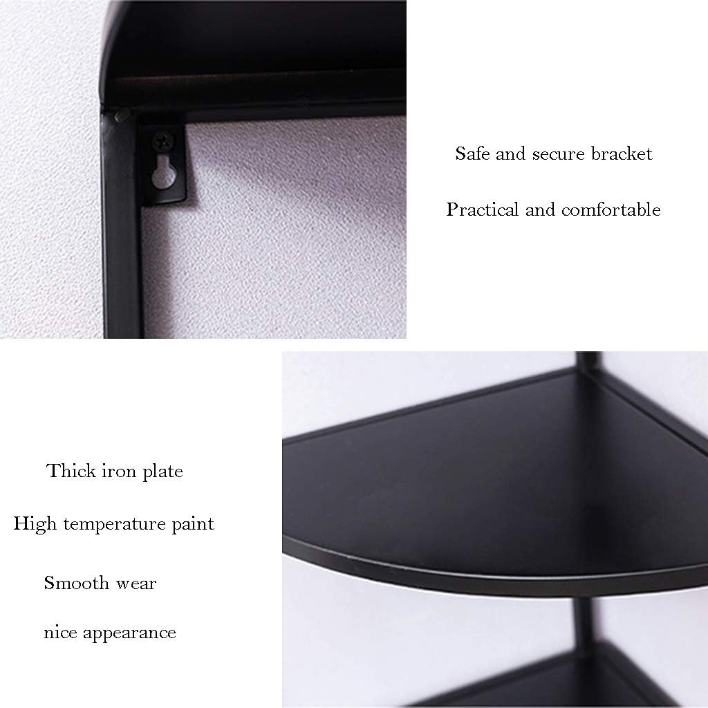 4/5 Tier Corner Wall Shelf Iron Floating Shelves Storage Bookshelves Potted Display Stand Home Decoration (Color : Black, Size : 29.5 * 29.5 * 65CM)