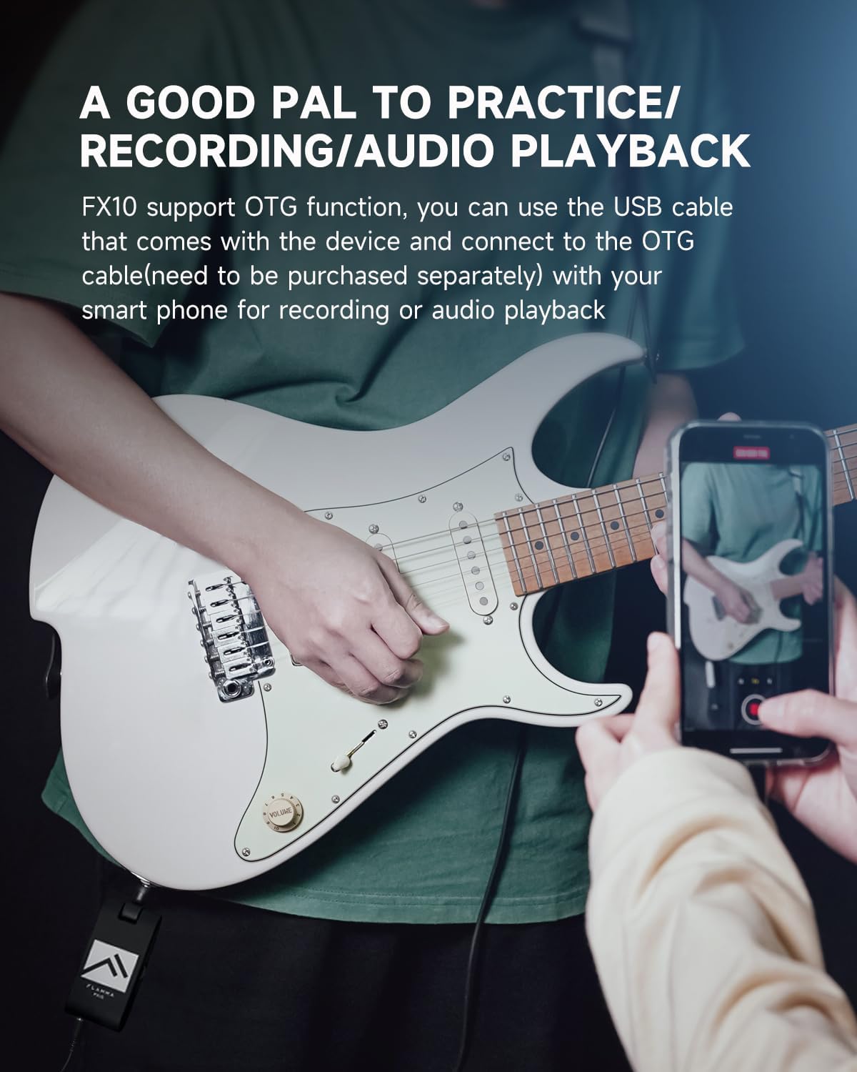 FLAMMA Guitar Headphone Amp Portable with 28 Drum Grooves 14 Built-in Effects 14 Amplifier Models 5 Tone Colors Support Bluetooth USB Audio Recording and Playback OTG Function Home Practice