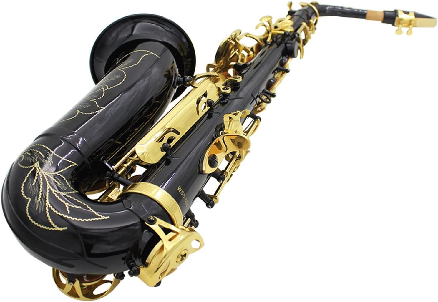 KESHUO Brass Engraved EB E- Flat Alto Saxophone Sax Abalone Shell Buttons Wind Instrument with Saxophone Aeccessaries Brass Sax Beginners Kit (Color : Blue)