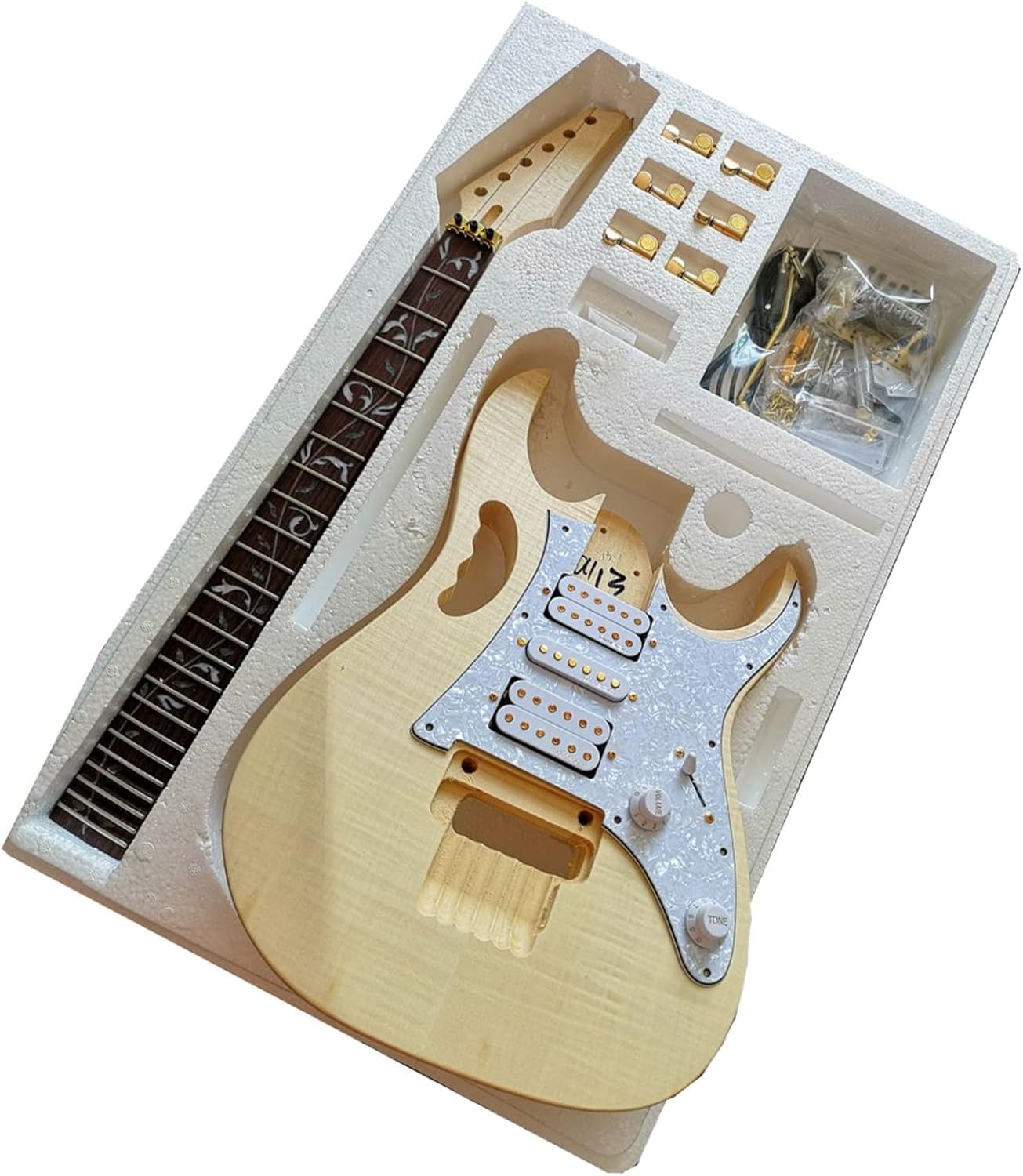 DIY Electric Guitar Kit Easy Installation Basswood Body Rosewood Fingerboard Maple Neck Electric Guitar DIY Kit Set