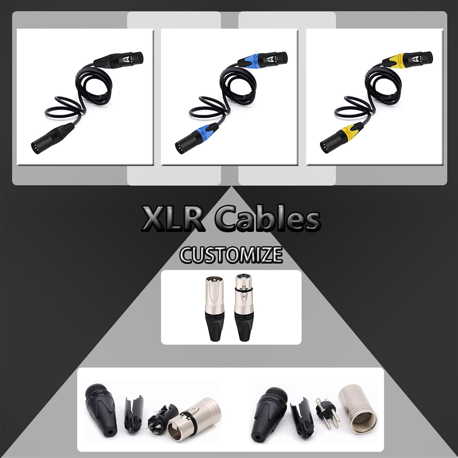 27Pcs/lot 3 Pin XLR Male/Female MIC Cable Wire Connector 3 Pole XLR Plug Microphone Jack Socke (Color : Mix Male Plug)