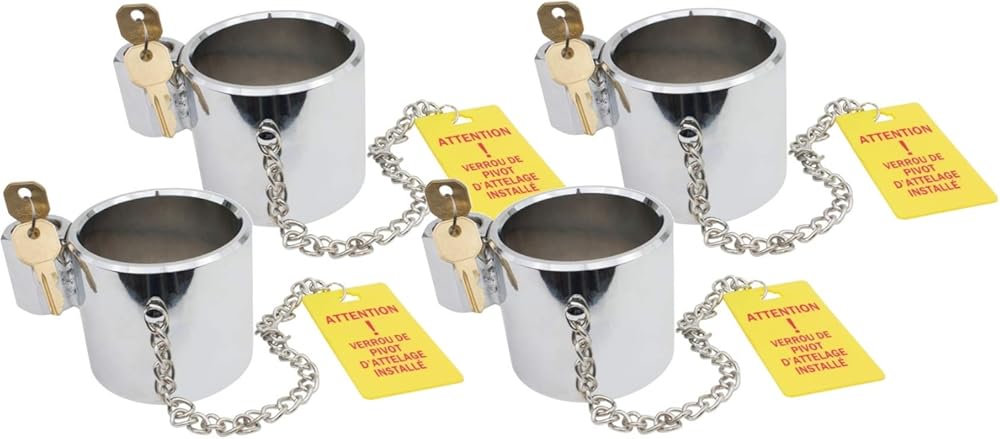 Mytee Products Heavy Duty Chrome King Pin Lock with 2 Unique Keys | Trailer Hitch Lock Works with RV 5th Wheel Keyed Unique - 4 Pack