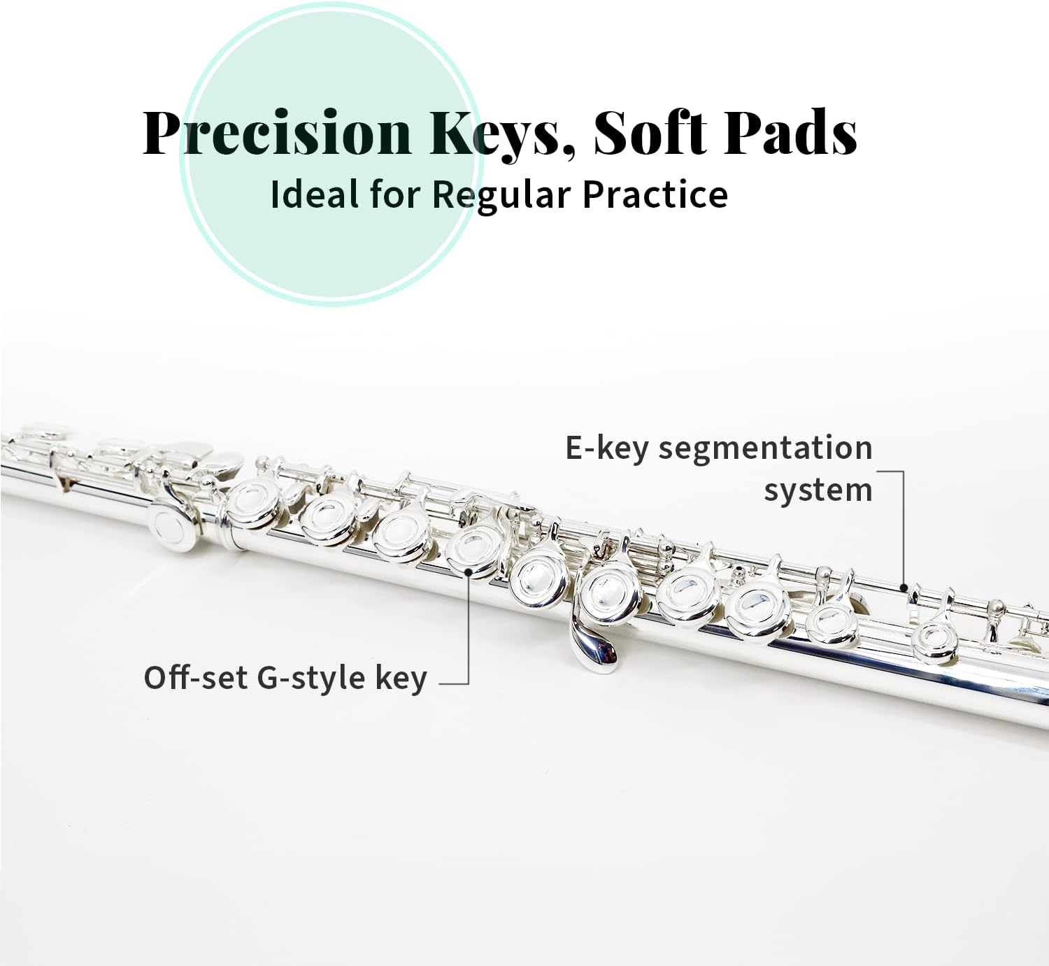 StarQuest SQ-FL250 Closed Hole C Flute Instrument For Beginners, Silver-Plated, Portable Hard Case & Cleaning Rod & Cloth, Gloves, Precision-Tuned Embouchure